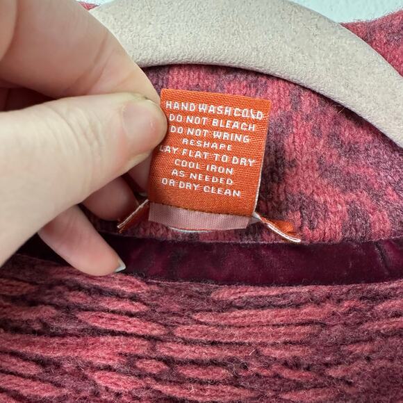 Petite Sm Sundance 100% Lambswool Fair Isle Cardigan Longline Shawl Collar Boho - Picture 6 of 8